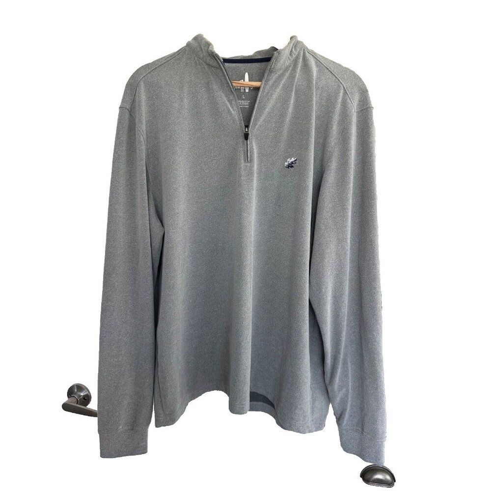 Johnnie-O Gray 1/4 Zip Fleece Sweatshirt with Leaf Logo Men's LG